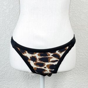 NWOT Cheetah Black Brown White Print Bikini Bottoms Medium